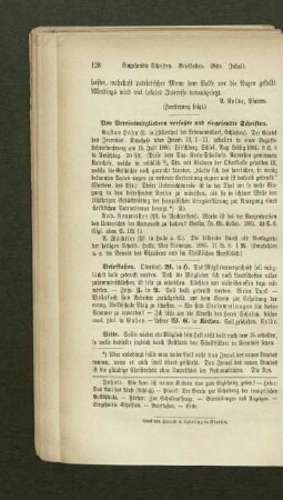 Von Vereinsmitgliedern verfaßte und eingesandte Schriften