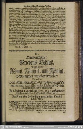 III. Osnabrückischer Friedens-Schluß, ...