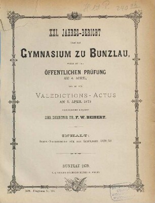Jahresbericht : über das Schuljahr Ostern ... bis Ostern .... 1878/79 = Mikrofiche-Ausg.