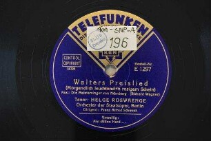 Walters Preislied (Morgendlich leuchtend in rosigem Schein) : aus: Die Meistersinger von Nürnberg / [Musik und Text:] (Richard Wagner)