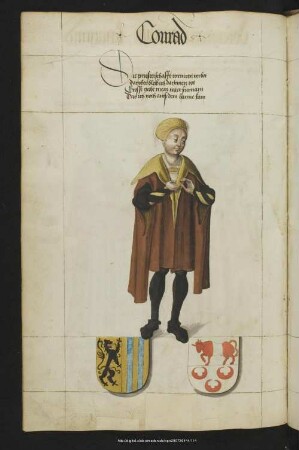 Bl. 52v: Conrad : Konrad gef. 1175 (S. Dietrichs v.d. Niederlausitz), gebannt, vom Vater erlöst
