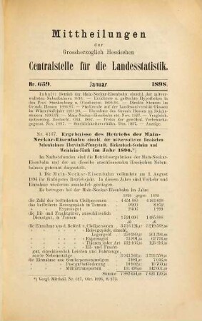 Mitteilungen der Hessischen Zentralstelle für die Landesstatistik. 28. 1898, Jan. - Dez. = Nr. 659 - 680