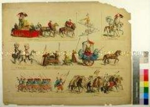 Satirischer Bilderbogen mit Darstellung des Festumzugs im zweiten Leipziger Karneval von 1868