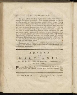 Adnexa de Marcianis, Qui in Pandectis et Codice Justinianeo memorantur.