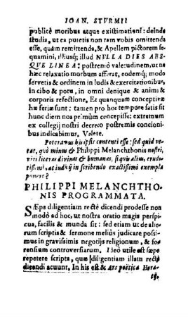 Philippi Melanchthonis Programmata