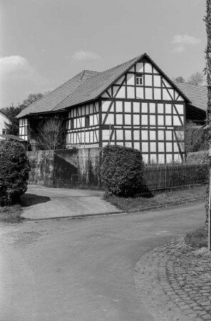Scheune (Scheune, Werkstein und Fachwerk); Gemünden, Erbsengasse 1
