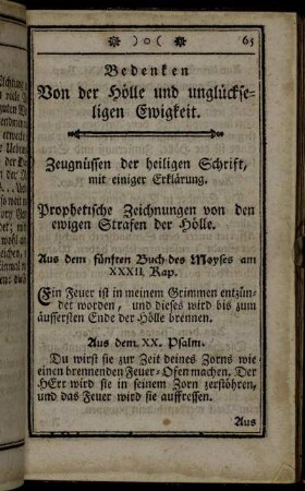 Bedenken Von der Hölle und unglückseligen Ewigkeit.