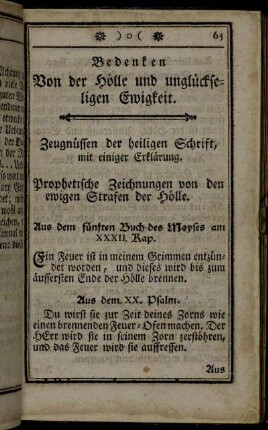 Bedenken Von der Hölle und unglückseligen Ewigkeit.