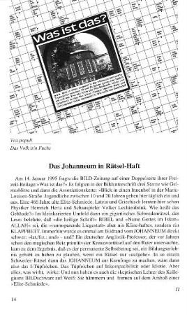 Das Johanneum in Rätsel-Haft