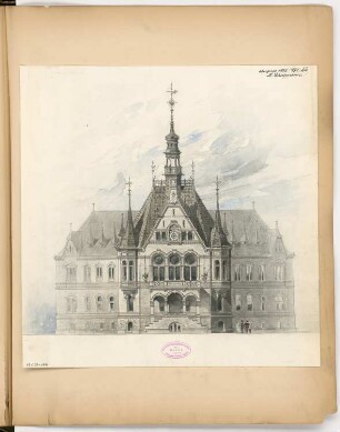 Rathaus, Nauen Monatskonkurrenz August 1885: Aufriss Vorderansicht