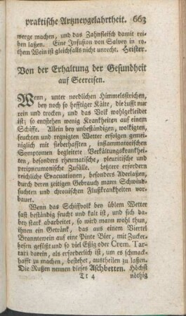 Von der Erhaltung der Gesundheit auf Seereisen.