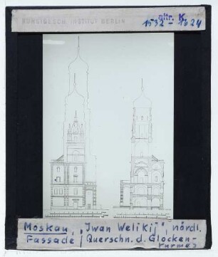 Moskau, Glockenturm Iwan der Große : Querschnitt, nördliche Fassade