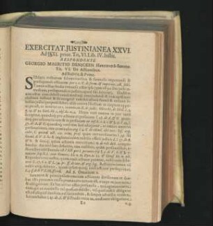 Exercitat. Iustinianea XXVI. Respondente Georgio Mauritio Denicken ...