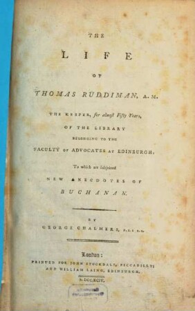 The life of Thomas Ruddiman