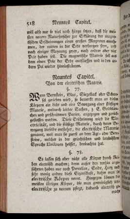 Neuntes Capitel. Von der electrischen Materie.