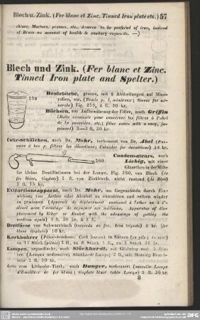 Blech und Zink. (Fer blanc et Zinc. Tinned Iron plate and Spelter.)