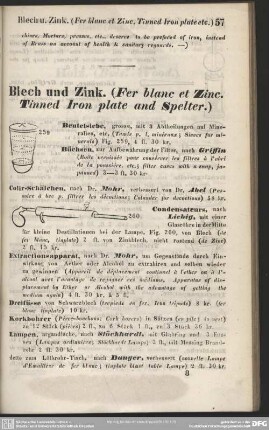 Blech und Zink. (Fer blanc et Zinc. Tinned Iron plate and Spelter.)