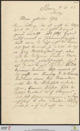 Heid. Hs. 3484,624: Brief von Eberhard Gothein an Marie Luise Gothein