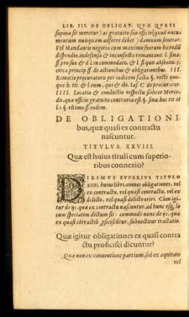 De Obligationibus, quae quasi ex contractu nascuntur. Titulus. XXVIII.