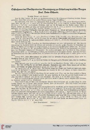 34: Schlußwort des Vorsitzenden der Vereinigung zur Erhaltung deutscher Burgen