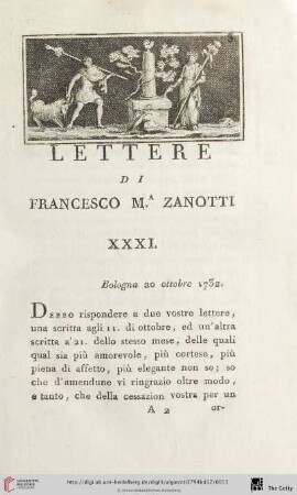 Lettere di Francesco M.A Zanotti