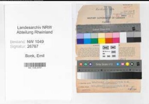 Entnazifizierung Emil Bonk , geb. 20.10.1890 (Postbeamter)