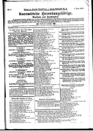 Unermittelte Heeresangehörige, Nachlaß- und Fundsachen. Nr. 9.
