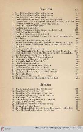 Fayencen (Nr. 1-30)