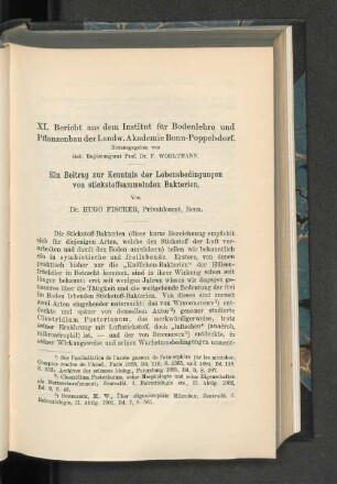 Ein Beitrag zur Kenntnis der Lebensbedingungen von stickstoffsammelnden Bakterien.