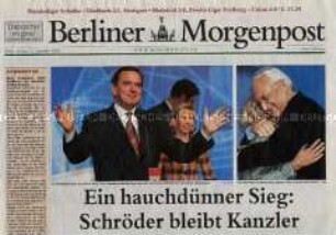 Fragment der Tageszeitung "Berliner Morgenpost" zur Bundestagswahl 2002
