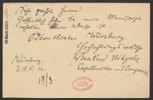 Brief an B. Schott's Söhne : 18.03.1904