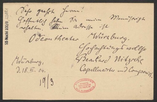 Brief an B. Schott's Söhne : 18.03.1904