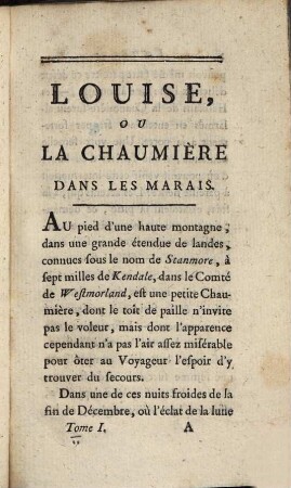 Louise, Ou La Chaumière Dans Les Marais, 1