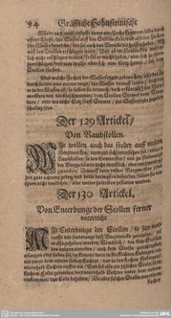 Der 130. Artickel. Von Enterbunge der Stollen ferner unterricht.