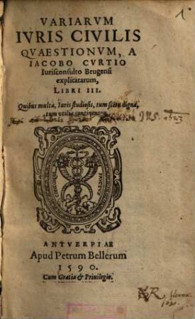 Variarvm Ivris Civilis Qvaestionvm : Libri III