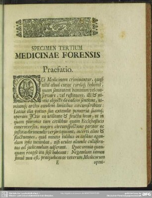Specimen Tertium Medicinae Forensis