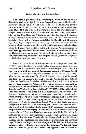 Rezensionen und Hinweise : Kirchen-, Geistes- und Kulturgeschichte