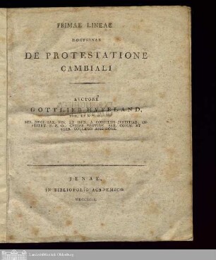 Primae Lineae Doctrinae De Protestatione Cambiali