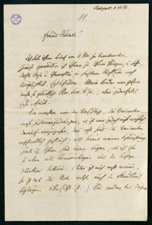 Brief vom 8. Dezember 1865