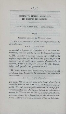 Certificats d'études supérieures des facultés des sciences.