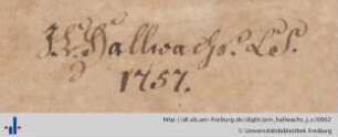 Autogramm (Aus: UB Freiburg, E 5507).