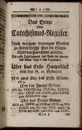 Das Dritte Oder Catechismus-Register