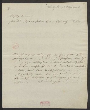 Brief an ... Winkler : 30.04.1827