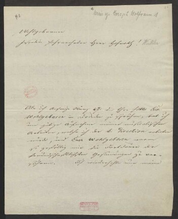 Brief an ... Winkler : 30.04.1827