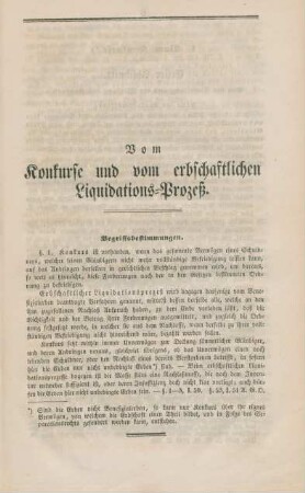 Vom Konkurse und vom erbschaftlichen Liquidations-Prozeß. Begriffsbestimmungen.