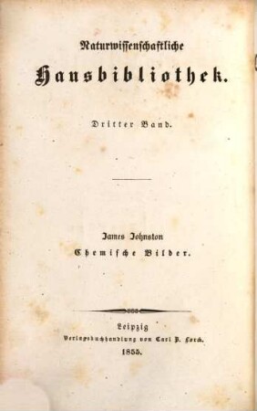 Chemische Bilder aus dem Alltagsleben : nach dem Englischen des James Johnston