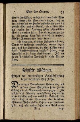 Fünfter Abschnitt. Folgen der muthwilligen Selbstbefleckung beym weiblichen Geschlechte. -
