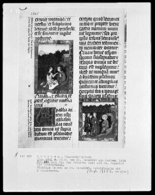Regel des heiligen Benedikt — Zwei Darstellungen aus der Legende des heiligen Benedikt, Folio 15verso