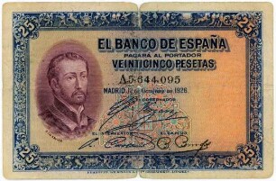 Geldschein, 25 Pesetas, 12.10.1926