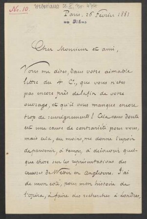 Brief an Friedrich Wilhelm Jähns : 26.02.1881